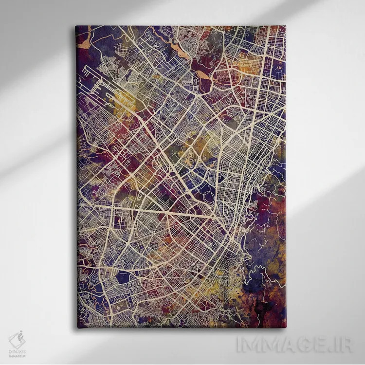 تابلو دکوراتیو نقشه شهری بوگوتا، کلمبیا اثر مایکل تامپست - نمای روبهرو روی دیوار