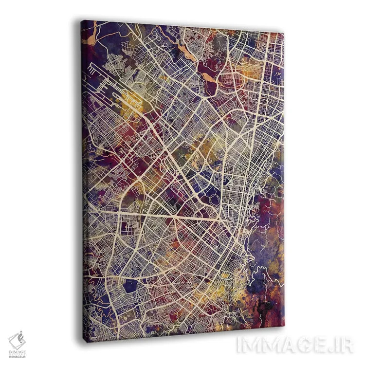 تابلو دکوراتیو نقشه شهری بوگوتا، کلمبیا اثر مایکل تامپست - نمای پرسپکتیو محصول