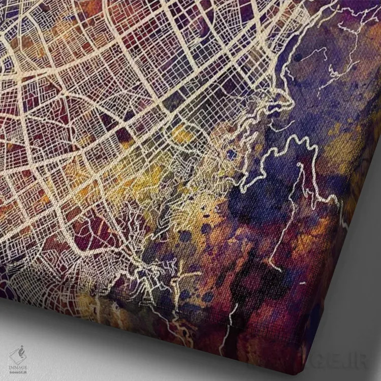 تابلو دکوراتیو نقشه شهری بوگوتا، کلمبیا اثر مایکل تامپست - نمای نزدیک بافت بوم