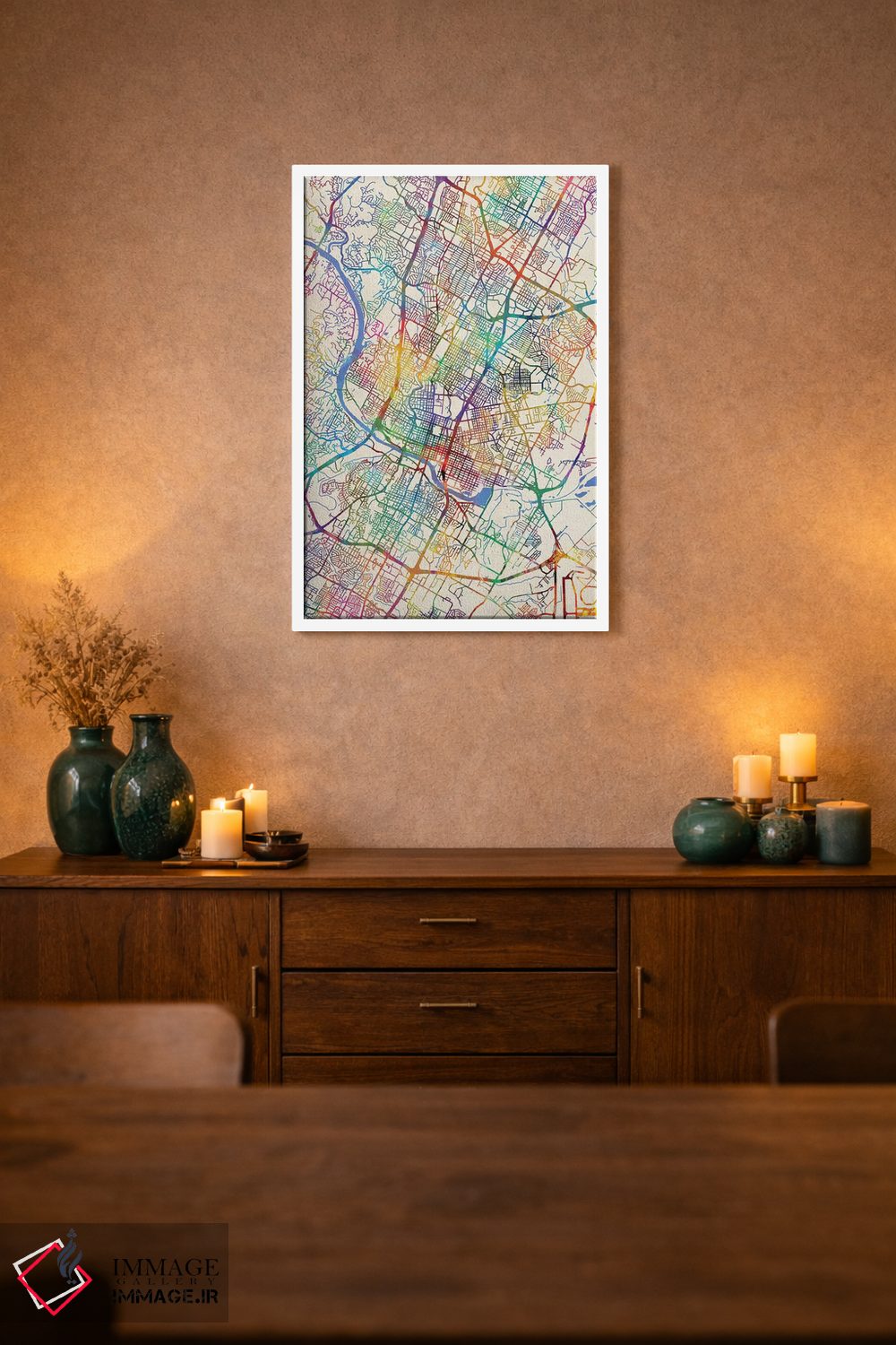تابلو دکوراتیو نقشه شهری آستین، تگزاس اثر مایکل تامپست - D1W