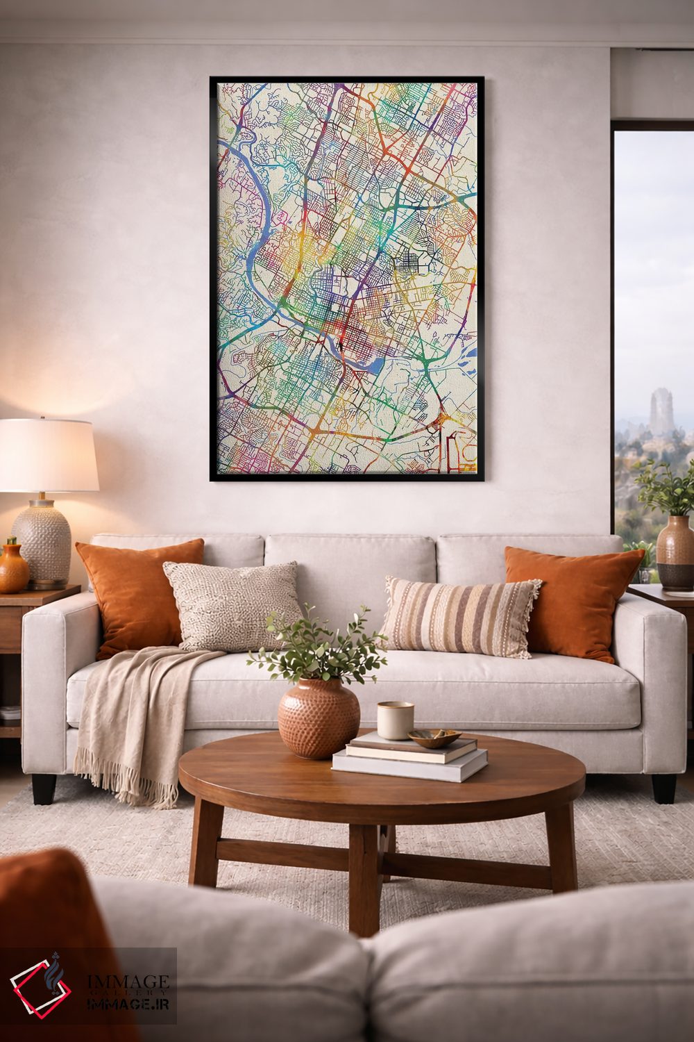 تابلو دکوراتیو نقشه شهری آستین، تگزاس اثر مایکل تامپست - D2B