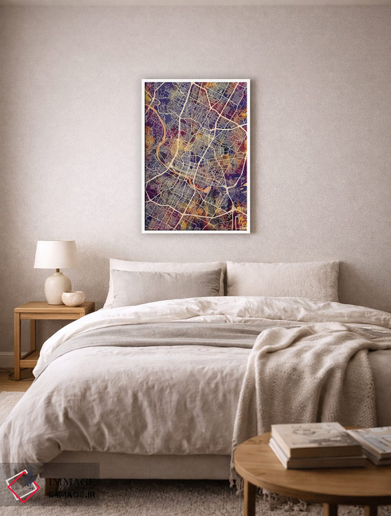 تابلو دکوراتیو نقشه شهری آستین، تگزاس اثر مایکل تامپست - D5W