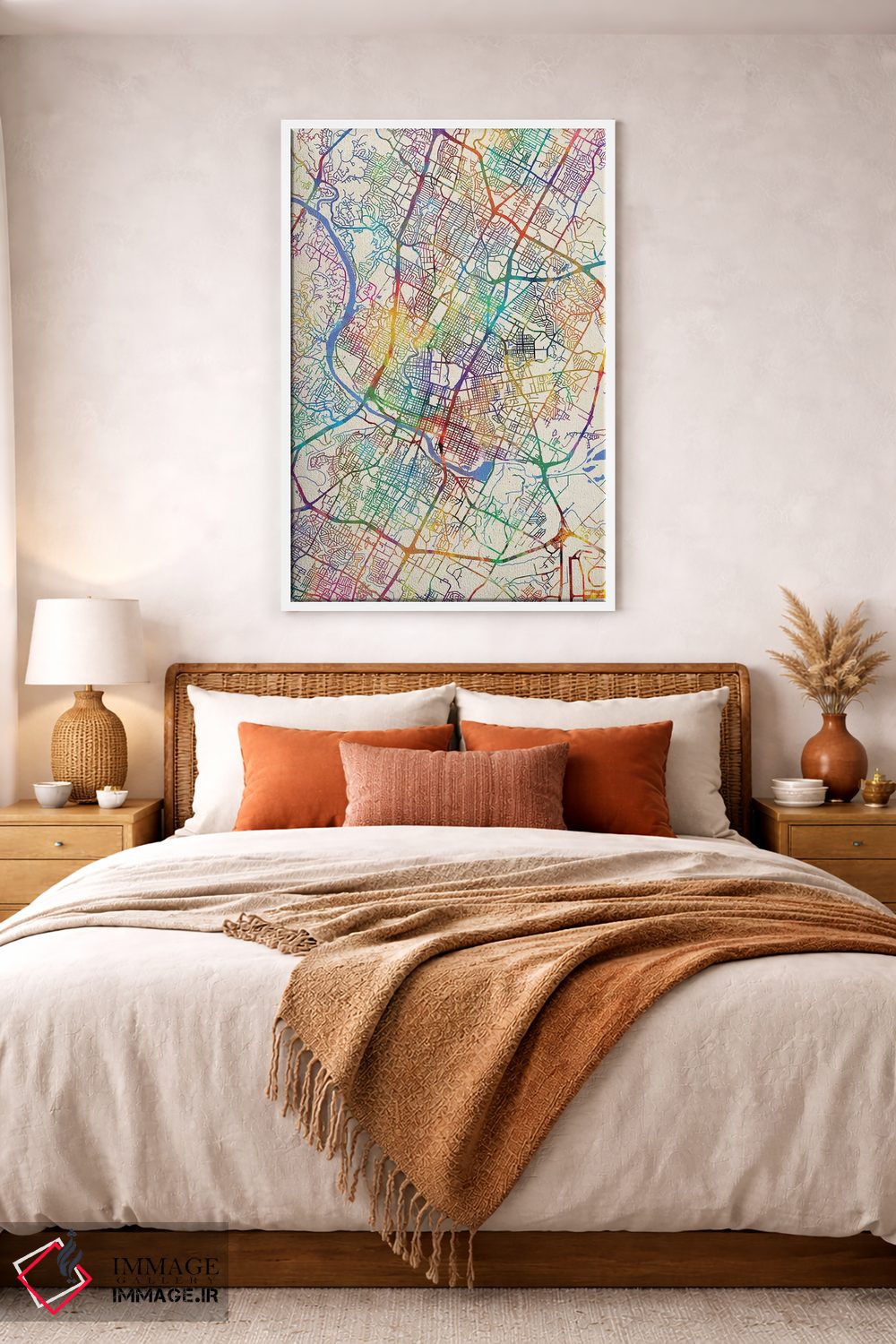 تابلو دکوراتیو نقشه شهری آستین، تگزاس اثر مایکل تامپست - D3W