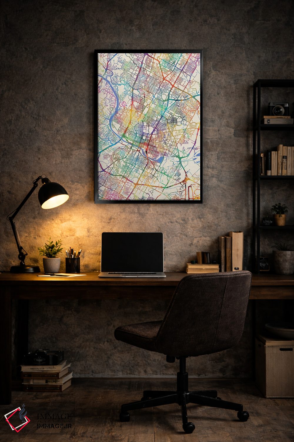 تابلو دکوراتیو نقشه شهری آستین، تگزاس اثر مایکل تامپست - D6B