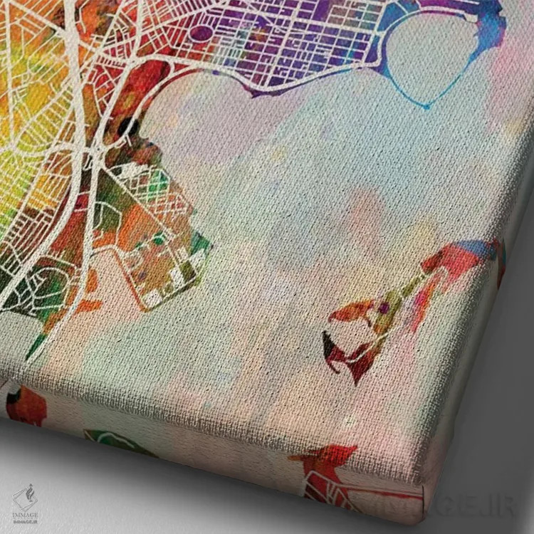 تابلو دکوراتیو نقشه خیابانی بوستون، ماساچوست اثر مایکل تامپست - نمای نزدیک بافت بوم