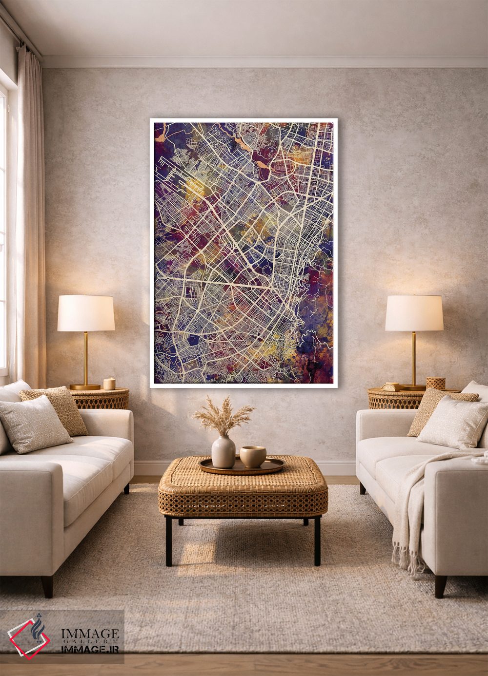 تابلو دکوراتیو نقشه شهری بوگوتا، کلمبیا اثر مایکل تامپست - D1W