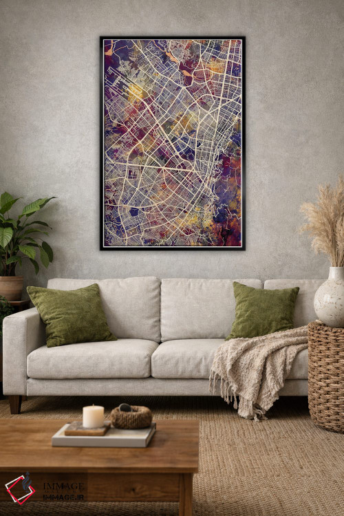 تابلو دکوراتیو نقشه شهری بوگوتا، کلمبیا اثر مایکل تامپست - D3B