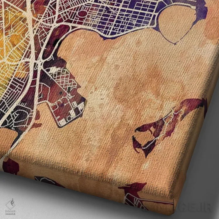 تابلو دکوراتیو نقشه خیابانی بوستون، ماساچوست اثر مایکل تامپست - نمای نزدیک بافت بوم