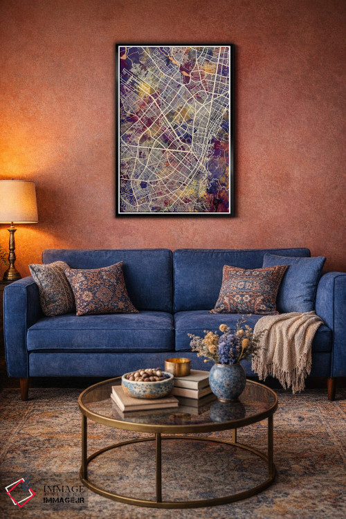 تابلو دکوراتیو نقشه شهری بوگوتا، کلمبیا اثر مایکل تامپست - D6B