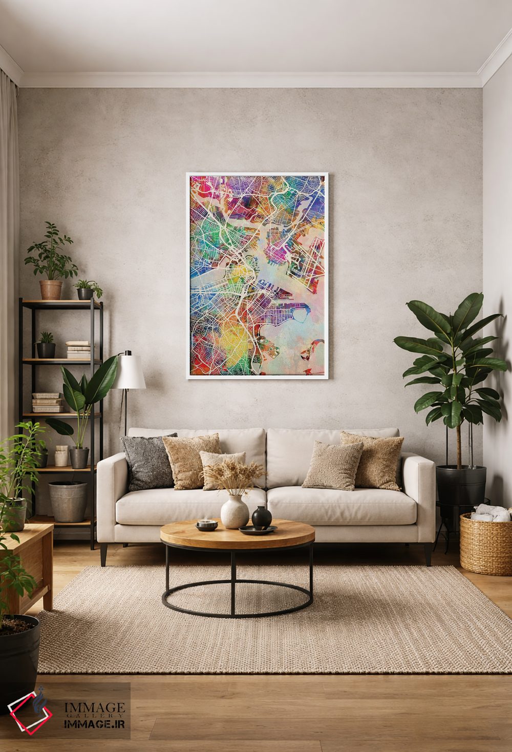 تابلو دکوراتیو نقشه خیابانی بوستون، ماساچوست اثر مایکل تامپست - D1W