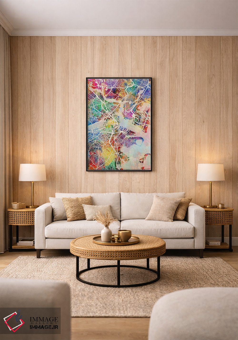 تابلو دکوراتیو نقشه خیابانی بوستون، ماساچوست اثر مایکل تامپست - D2B