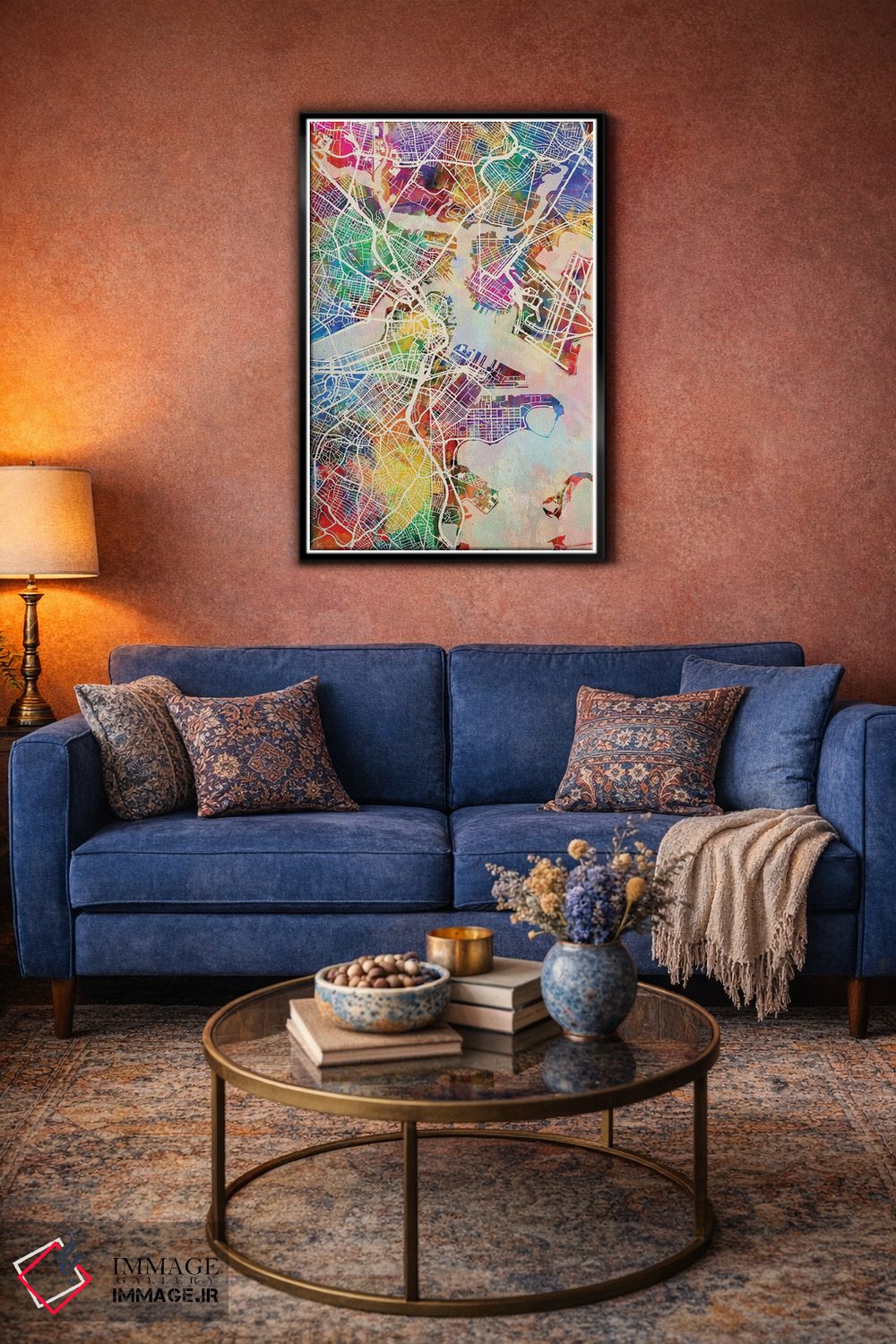 تابلو دکوراتیو نقشه خیابانی بوستون، ماساچوست اثر مایکل تامپست - D4B