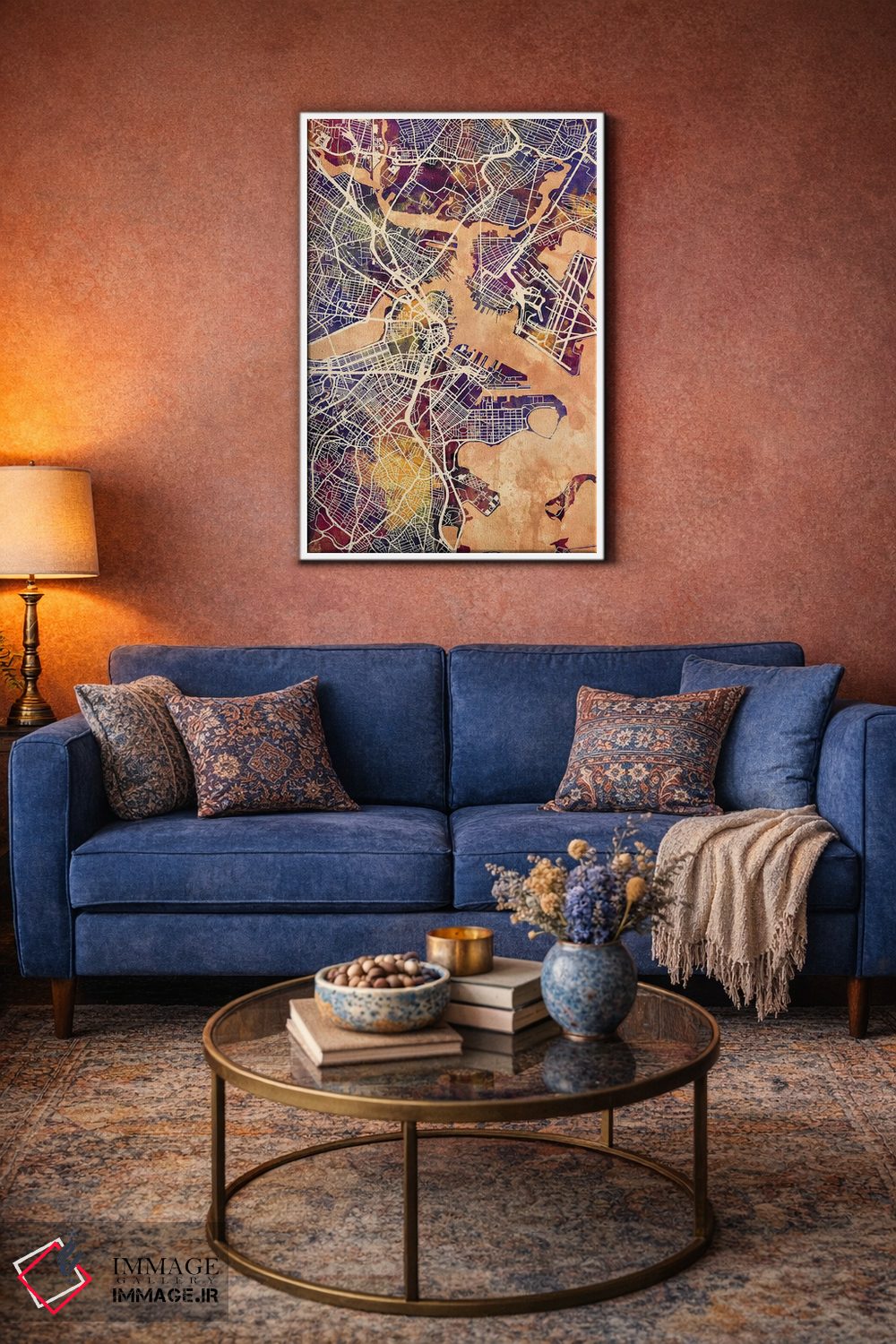 تابلو دکوراتیو نقشه خیابانی بوستون، ماساچوست اثر مایکل تامپست - D4W
