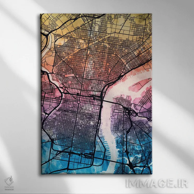 تابلو انتزاعی Pennsylvania, USA,فیلادلفیا، پنسیلوانیا، ایالات متحده آمریک… اثر مایکل تامپست - نمای روبهرو روی دیوار