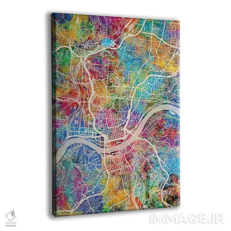 تابلو دکوراتیو نقشه شهری سینسیناتی، اوهایو اثر مایکل تامپست - نمای پرسپکتیو محصول