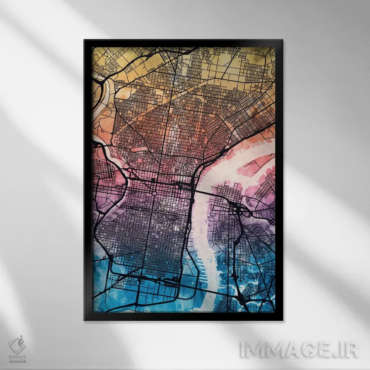 تابلو انتزاعی Pennsylvania, USA,فیلادلفیا، پنسیلوانیا، ایالات متحده آمریک… اثر مایکل تامپست - نمای قابدار مشکی