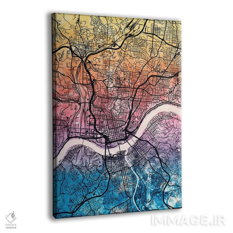 تابلو دکوراتیو نقشه شهری سینسیناتی، اوهایو اثر مایکل تامپست - نمای پرسپکتیو محصول