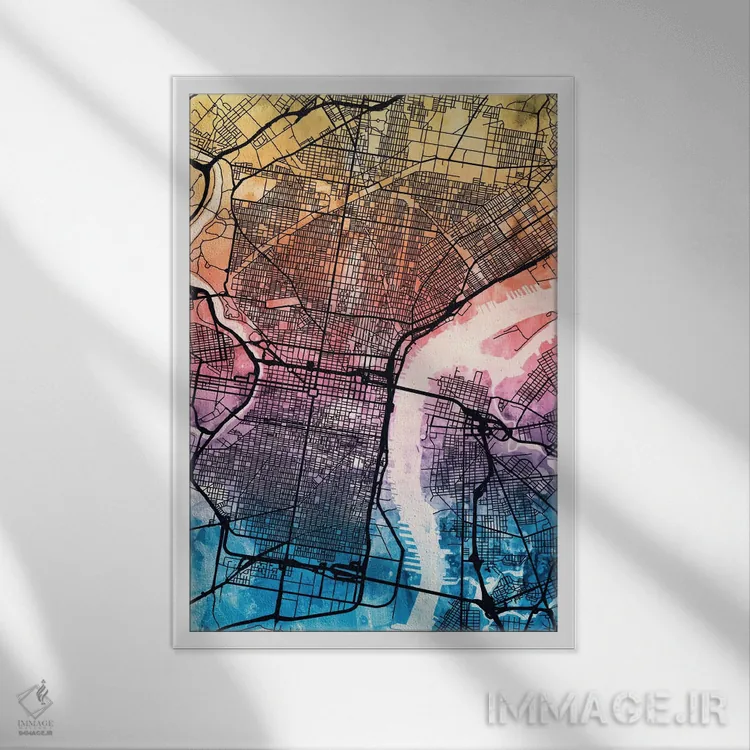 تابلو انتزاعی Pennsylvania, USA,فیلادلفیا، پنسیلوانیا، ایالات متحده آمریک… اثر مایکل تامپست - نمای قابدار سفید