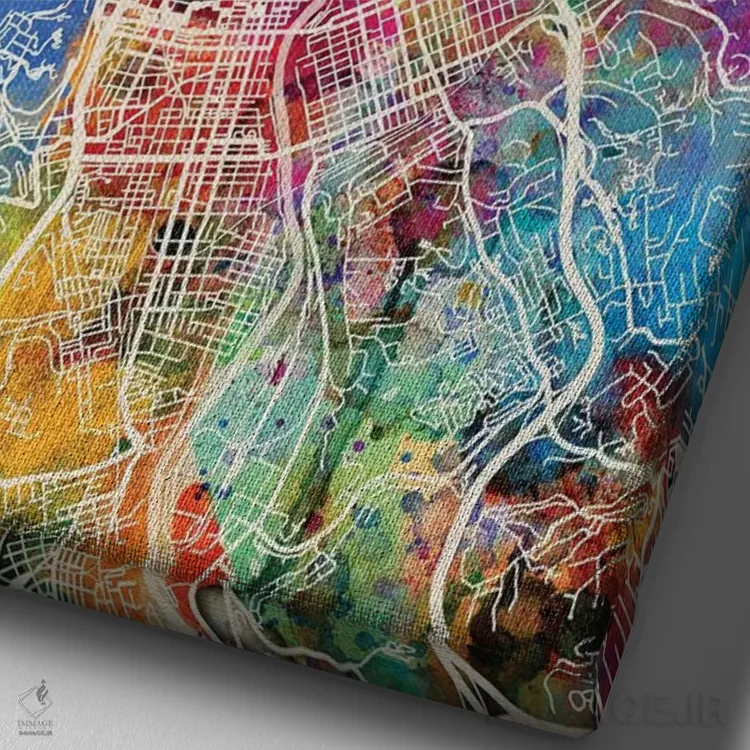 تابلو دکوراتیو نقشه شهری سینسیناتی، اوهایو اثر مایکل تامپست - نمای نزدیک بافت بوم