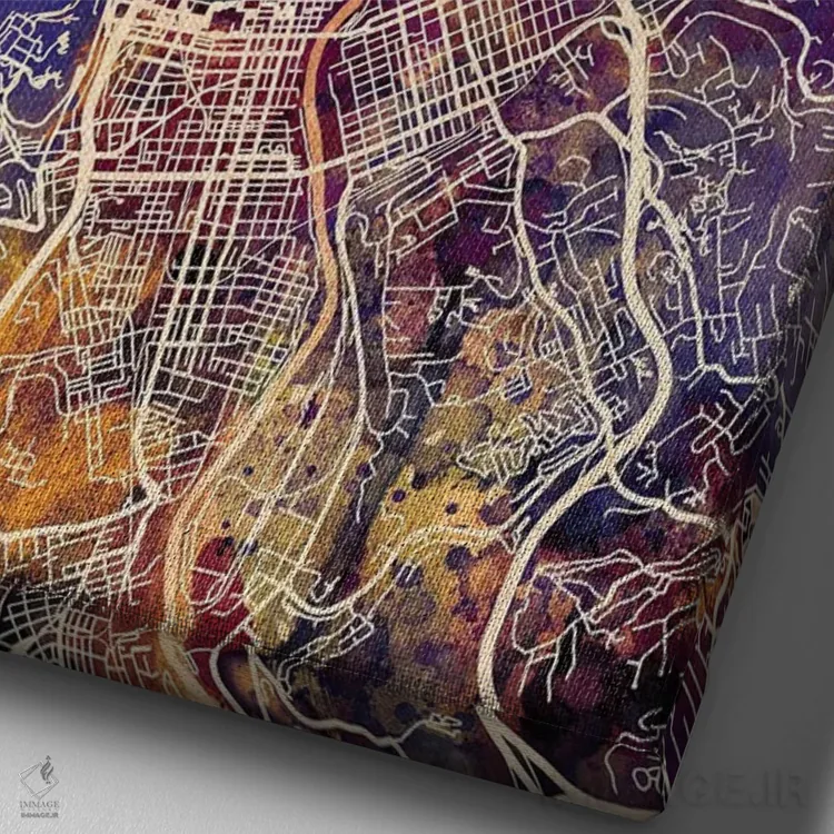 تابلو دکوراتیو نقشه شهری سینسیناتی، اوهایو اثر مایکل تامپست - نمای نزدیک بافت بوم