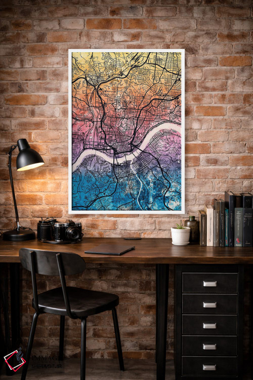 تابلو دکوراتیو نقشه شهری سینسیناتی، اوهایو اثر مایکل تامپست - D1W