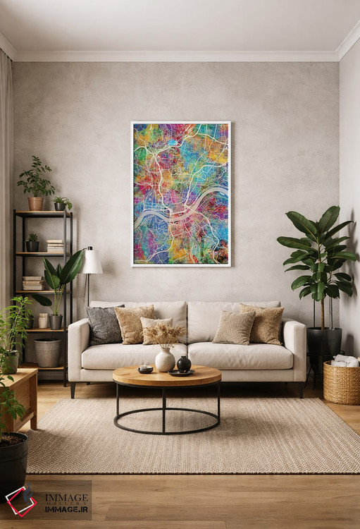 تابلو دکوراتیو نقشه شهری سینسیناتی، اوهایو اثر مایکل تامپست - D1W