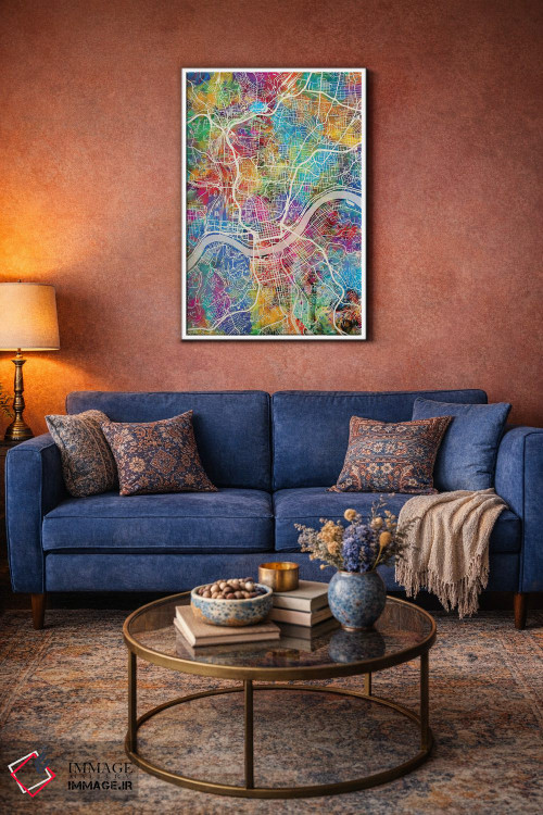 تابلو دکوراتیو نقشه شهری سینسیناتی، اوهایو اثر مایکل تامپست - D3W