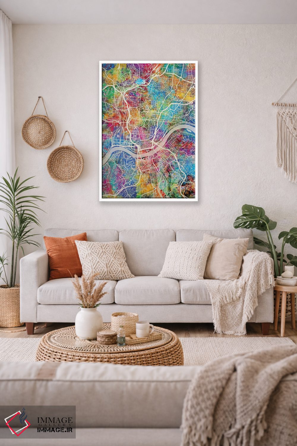 تابلو دکوراتیو نقشه شهری سینسیناتی، اوهایو اثر مایکل تامپست - D2W