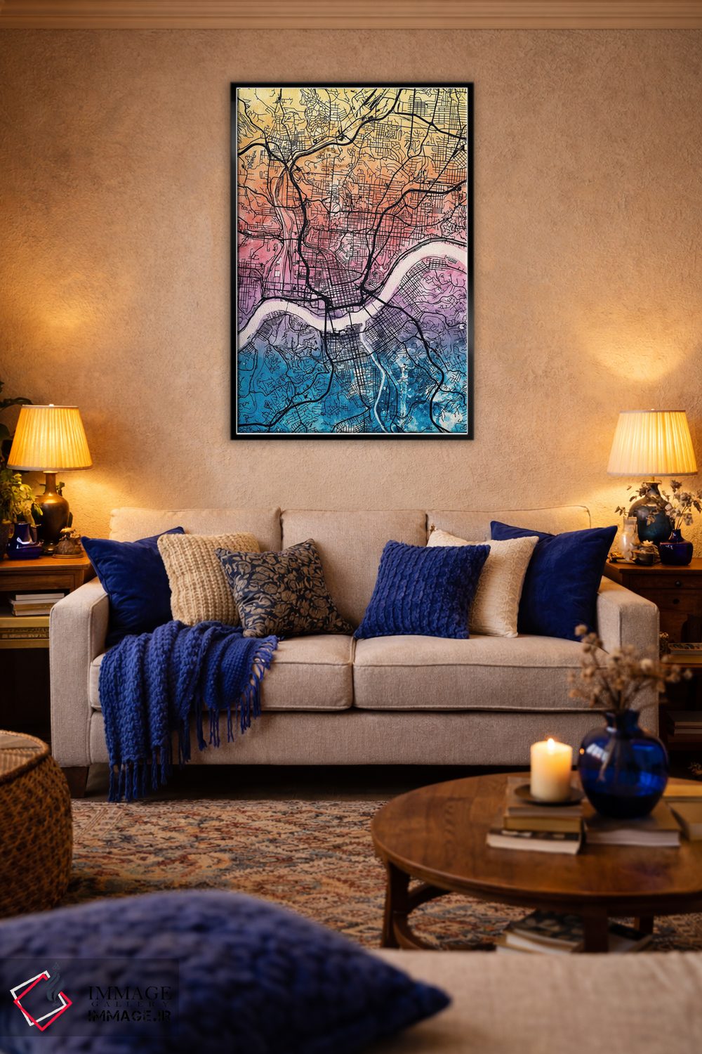 تابلو دکوراتیو نقشه شهری سینسیناتی، اوهایو اثر مایکل تامپست - D4B