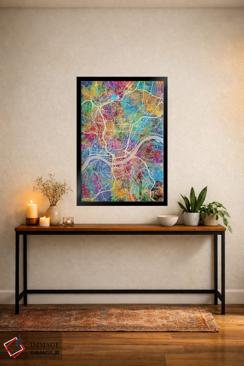 تابلو دکوراتیو نقشه شهری سینسیناتی، اوهایو اثر مایکل تامپست - D5B