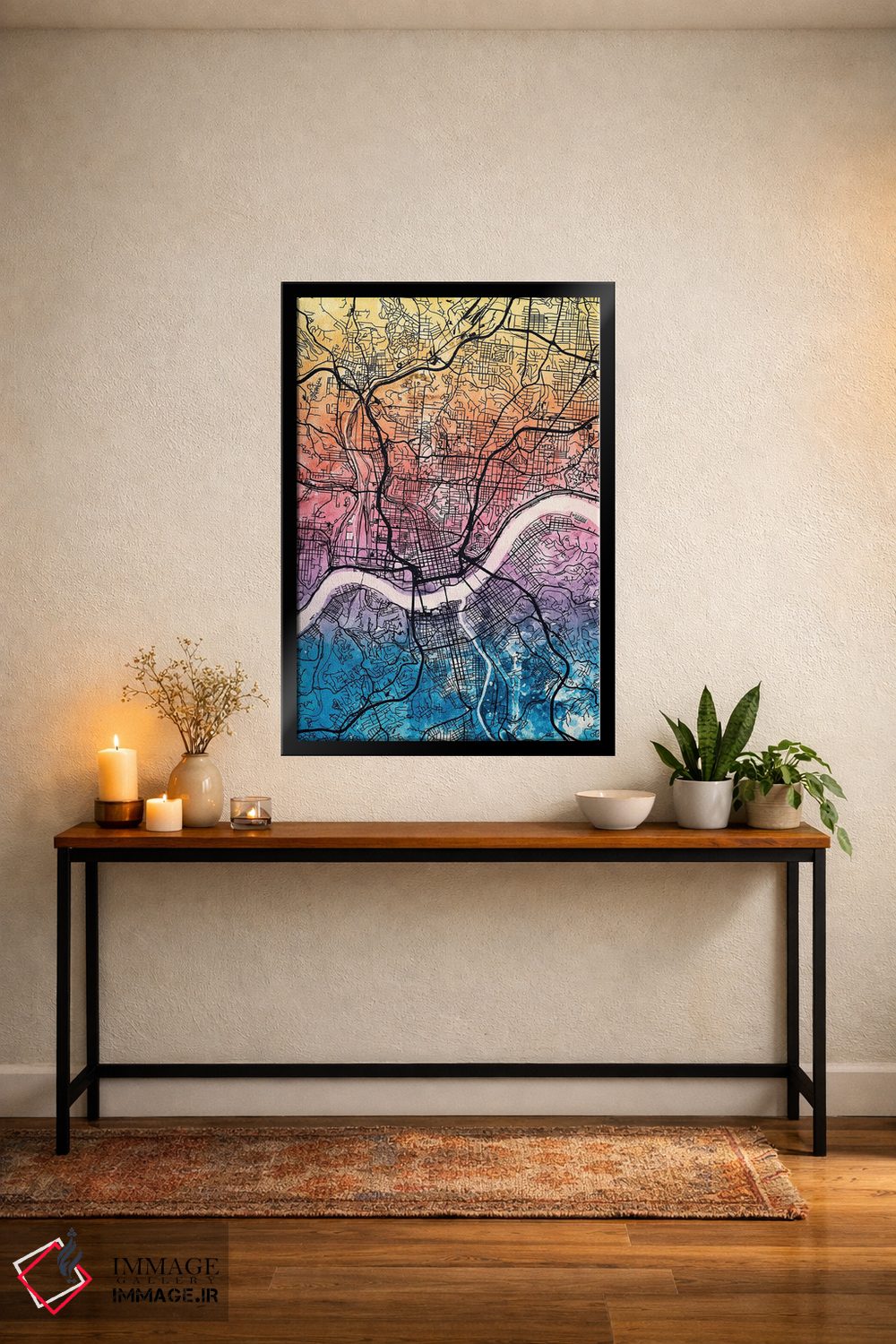 تابلو دکوراتیو نقشه شهری سینسیناتی، اوهایو اثر مایکل تامپست - D5B