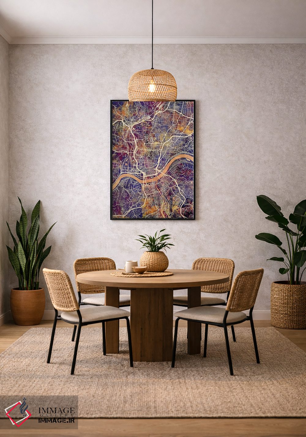 تابلو دکوراتیو نقشه شهری سینسیناتی، اوهایو اثر مایکل تامپست - D5B