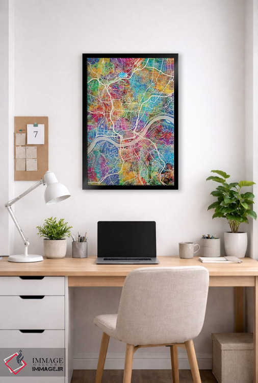 تابلو دکوراتیو نقشه شهری سینسیناتی، اوهایو اثر مایکل تامپست - D6B