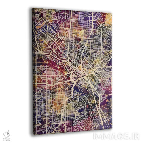 تابلو دکوراتیو نقشه شهری دالاس، تگزاس اثر مایکل تامپست - نمای پرسپکتیو محصول