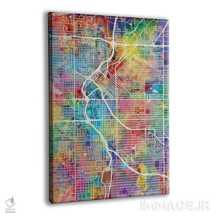 تابلو دکوراتیو نقشه خیابانی دنور، کلرادو اثر مایکل تامپست - نمای پرسپکتیو محصول