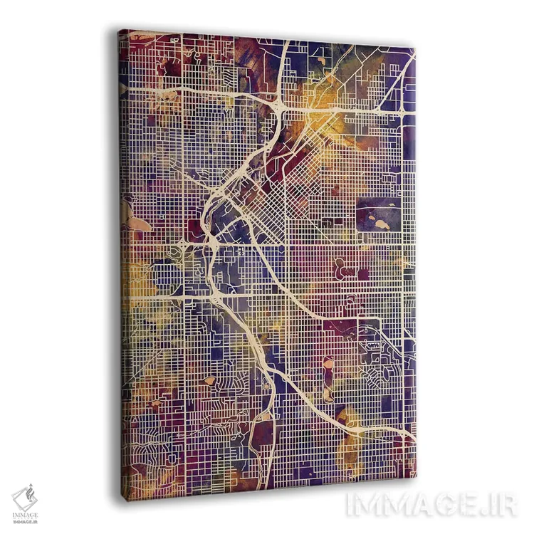 تابلو دکوراتیو نقشه خیابانی دنور، کلرادو اثر مایکل تامپست - نمای پرسپکتیو محصول