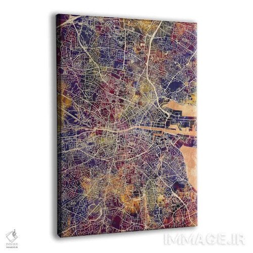 تابلو دکوراتیو نقشه شهری دوبلین، ایرلند اثر مایکل تامپست - نمای پرسپکتیو محصول