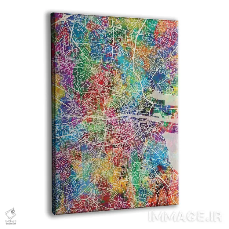 تابلو دکوراتیو نقشه شهری دوبلین، ایرلند اثر مایکل تامپست - نمای پرسپکتیو محصول