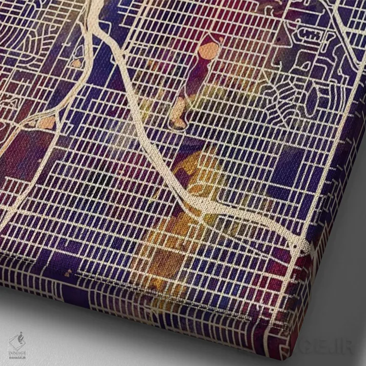 تابلو دکوراتیو نقشه خیابانی دنور، کلرادو اثر مایکل تامپست - نمای نزدیک بافت بوم