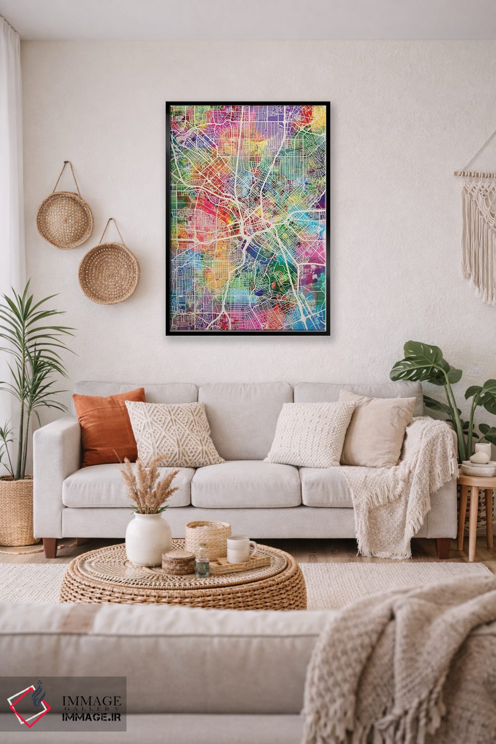 تابلو دکوراتیو نقشه شهری دالاس، تگزاس اثر مایکل تامپست - D4B