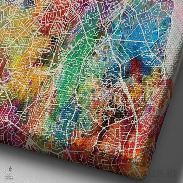 تابلو دکوراتیو نقشه شهری دوبلین، ایرلند اثر مایکل تامپست - نمای نزدیک بافت بوم