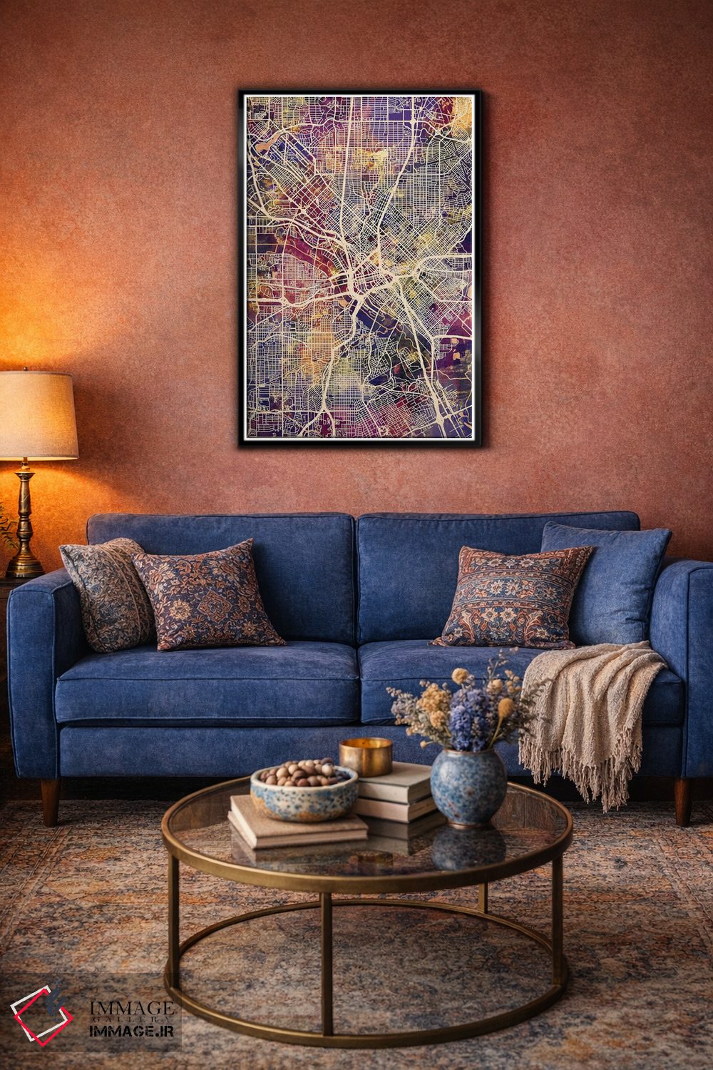 تابلو دکوراتیو نقشه شهری دالاس، تگزاس اثر مایکل تامپست - D3B