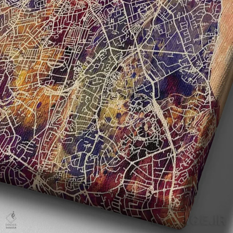 تابلو دکوراتیو نقشه شهری دوبلین، ایرلند اثر مایکل تامپست - نمای نزدیک بافت بوم