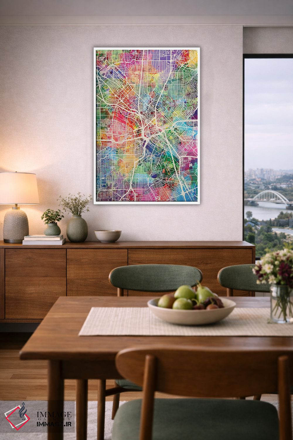 تابلو دکوراتیو نقشه شهری دالاس، تگزاس اثر مایکل تامپست - D6W