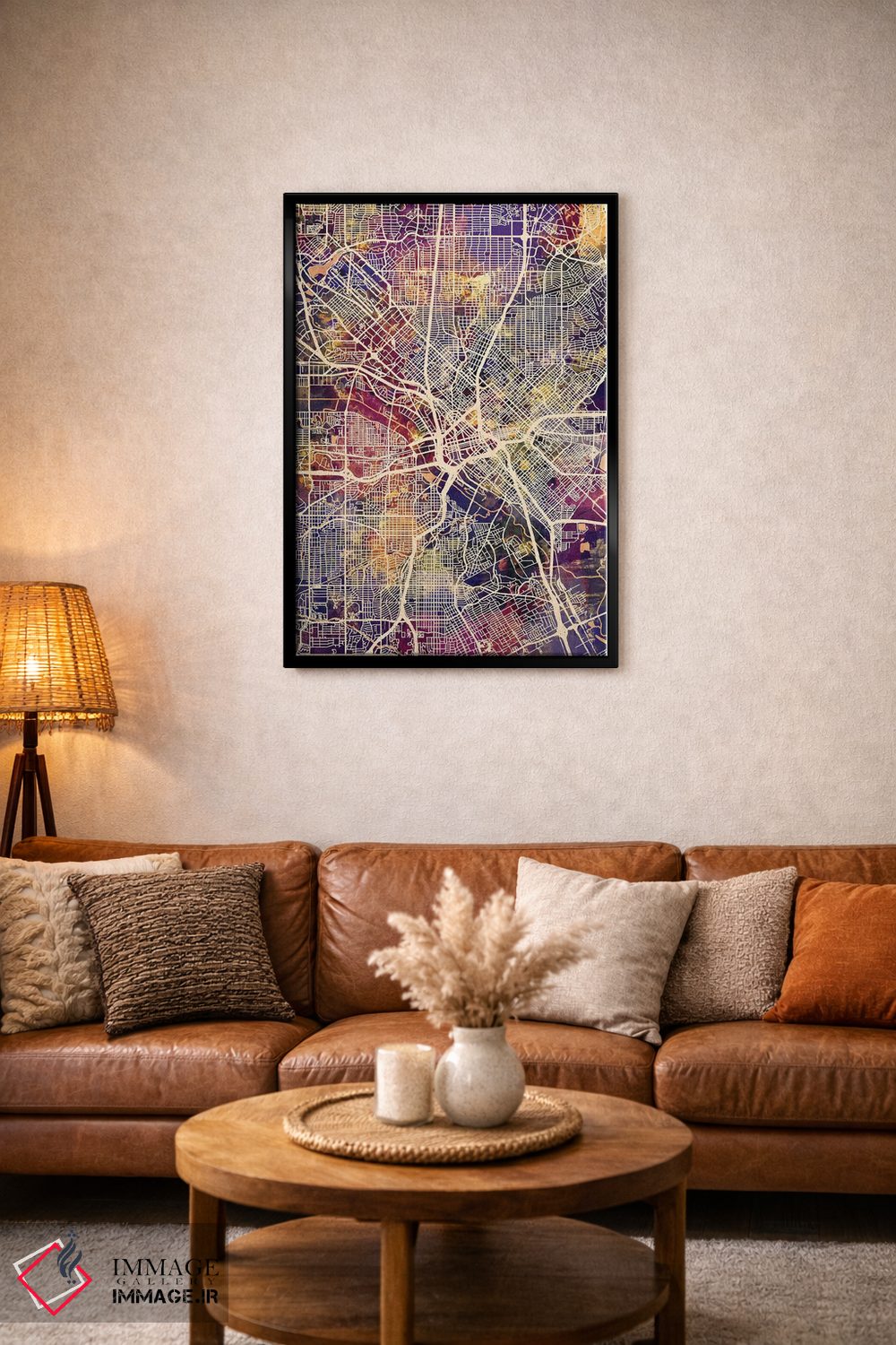 تابلو دکوراتیو نقشه شهری دالاس، تگزاس اثر مایکل تامپست - D2B