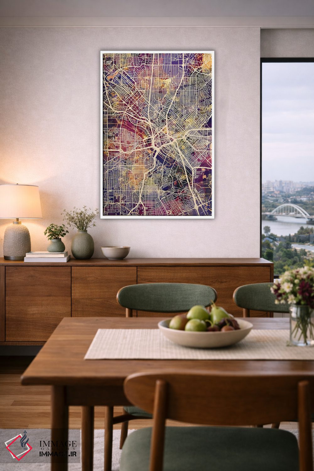 تابلو دکوراتیو نقشه شهری دالاس، تگزاس اثر مایکل تامپست - D5W