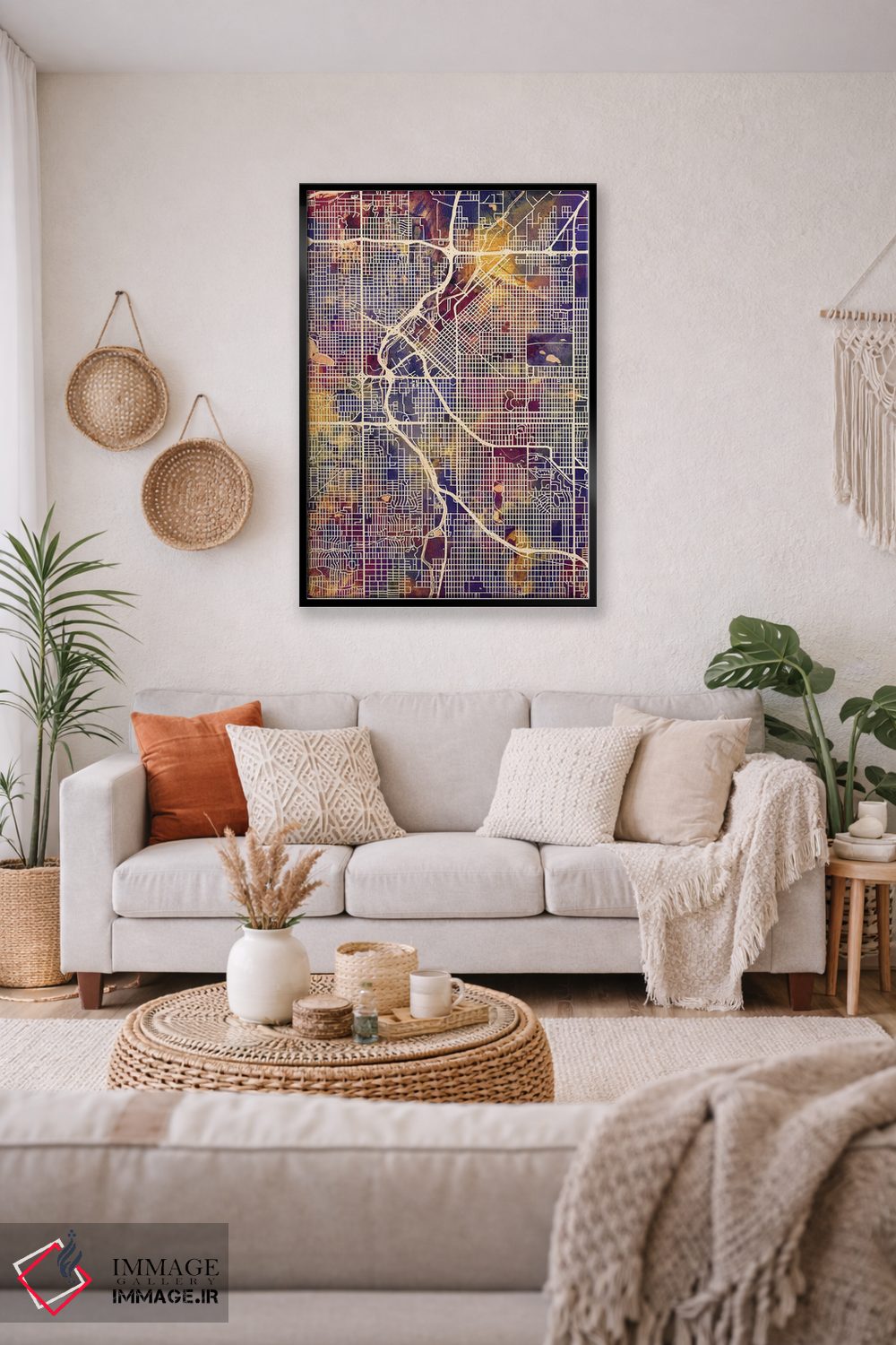 تابلو دکوراتیو نقشه خیابانی دنور، کلرادو اثر مایکل تامپست - D3B