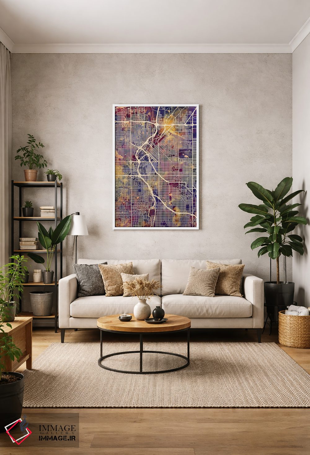 تابلو دکوراتیو نقشه خیابانی دنور، کلرادو اثر مایکل تامپست - D1W