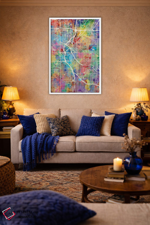 تابلو دکوراتیو نقشه خیابانی دنور، کلرادو اثر مایکل تامپست - D4W