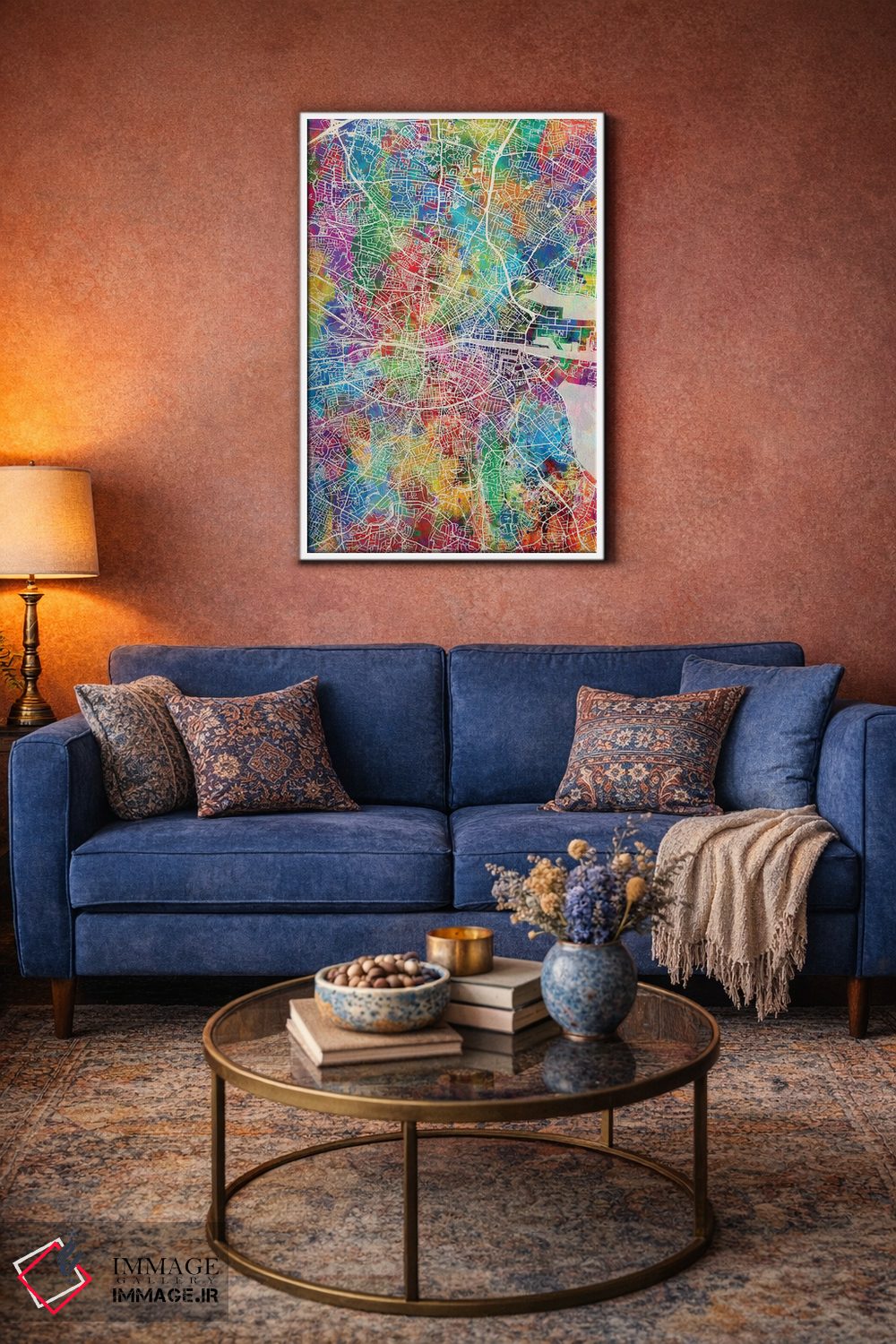 تابلو دکوراتیو نقشه شهری دوبلین، ایرلند اثر مایکل تامپست - D3W